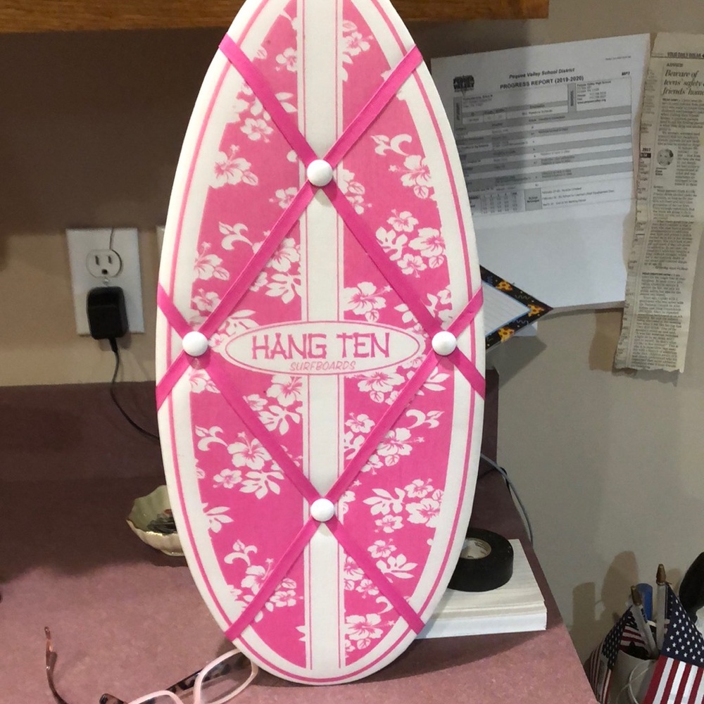 Pink and white photo board